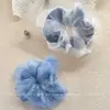 Goma de Pelo Azul Color Scrunchie Moda Chica Dulce Versátil Accesorio para el Cabello de Gama Alta Cuerda para Cola de Caballo Elegante Venta al por Mayor