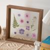 Marco de fotos creativo en relieve estilo europeo decoración de vidrio transparente hecho a mano diy espécimen de planta de hoja decoración de marco de fotos de madera