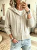 Amazon Temu nuevo cárdigan de punto con capucha para mujer, estilo holgado y casual, top chaqueta suéter de color liso para otoño e invierno