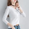 2474 # Nueva Camiseta Trendy de Manga Larga Estilo Coreano (Toma real) (95 Algodón 5 Spandex) (Añadir 2Xl/3Xl)