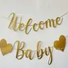 Fiesta de izamiento de bandera de bienvenida para bebé transfronteriza para dar la bienvenida a bebé pancarta de letras decoración de fiesta de cumpleaños