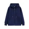 Sudadera de Alto Nivel para Hombre Estilo Hong Kong con Cremallera, Color Sólido, Corte Regular, Manga Corta, Sudadera con Capucha y Cordón, Tacto Premium