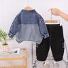 Moda para Niños Otoño 2025 Nuevo Otoño Elegante Camisa Blanca de Mezclilla Cepillada de Manga Larga Conjunto de Tres Piezas para Bebés Niños