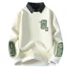 Envío transfronterizo disponible, grandes cantidades en stockSudadera gruesa tipo dos piezas falsas con forro de polar patchwork