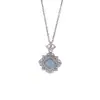 Yuebao Joias Água-Marinha Prata Esterlina S925 Estilo Retrô Inlaid Diamante Estilo Coroa Versátil Estilo para o Dia a Dia Ruyi Losango Pingente Feminino