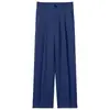Calça casual plissada de corte reto para homens, novo estilo outono, com bolsos laterais, caimento fluido, sem amassar, calça social de corte reto solta