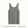 Camisola de punto de cachemira para mujer, nuevo top de otoño e invierno, chaleco sin mangas con cuello redondo, diseño acanalado, corte ajustado, agradable para la piel y moderno