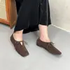 Novos Sapatos Loafers Outono 2024 Tira Camurça Estilo Coreano Versátil Salto Baixo Cano Médio Bico Quadrado Couro Bovino Feito à Mão para Mulheres