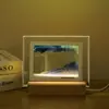 Luminária de Noite Pintura de Areia Movediça Criativa Transfronteiriça Base de Madeira Luminosa Decoração de Mesa de Quarto Enfeites Luz de Ambiente Presente de Aniversário