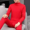 Traje de ropa interior térmica para estudiante de secundaria adolescentes hombres calzoncillos largos de cuello medio suéter completo