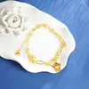 Pulsera Nueva Estilo Dios de la Fortuna Pequeño Esmalte Dorado con Monedas y Calabaza de la Felicidad para Mujer, Lujo Ligero, Sensación de Alta Gama, Estilo de Celebridad de Internet de Nicho
