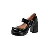 Sapatos de Salto Alto Chunky com Solado Grosso, Tira com Fivela Quadrada, Novo Estilo Europeu e Americano, Tamanhos Grandes 40-45, Sapatos Amazon
