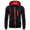 Sudadera con capucha de cremallera completa y bloques de color para hombre, superventas transfronteriza, con cordón en la capucha y bolsillos con cremallera, ropa de hombre en stock