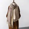 Bufanda nueva de hilo de mecha para otoño e invierno para mujer, engrosada y cálida, doble cara, chal de marca de tendencia de comercio exterior, calentador de cuello con borlas largas