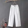 Pantalones Casuales de Algodón y Lino Finos de Verano para Mujer Adelgazantes Combinan con Todo Cintura Alta talla extra Sueltos Pantalones Cortos de Pierna Ancha para Mujeres de Mediana Edad y Mayores