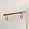 Pendientes Redondos de Diamantes de Colores de Diseño de Nicho Europeo y Americano para Mujer Moda Simple Latón Transfronterizo Pendientes de 18K Pendientes Venta al por Mayor