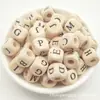 Blocos de Letras de Madeira com Contas 26 Alfabeto Inglês Contas de Madeira DIY Acessórios para Miçangas Educação Infantil Crianças Contas de Madeira Atacado