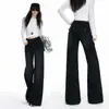 Tiro real jeans negros y grises de pierna no ajustada microacampanados para mujer 2026 nuevo otoño super calientes de cintura alta de pierna recta ancha pantalones acampanados
