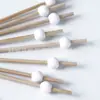 Venta Directa de Fábrica 12cm Desechables Creativos Forma de Bola Brochetas de Bambú 100/Paquete Brochetas para Snacks Palillos para Cócteles Tenedores Brochetas para Frutas