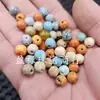 Cuentas Redondas de Ágata Tang Sancai Cuentas Sueltas de Jade Naranja Azul Cielo Gris Blanco Pulsera de Calcedonia Collar Accesorios de Joyería Cuentas Hechas a Mano