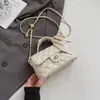 Bolsa de Corrente com Diamantes Feminina 2025 Nova Verão Design de Nicho Bolsa Transversal Estilo Coreano Textura Casual Pequena Bolsa Quadrada