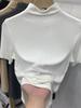 Elegante estilo cómodo y fácil de llevar camiseta de manga corta con cuello medio alto ajustada para mujer Primavera nueva camiseta interior ajustada adelgazante