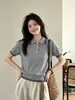 Top de Punto Polo con Bloques de Color Estilo Coreano Academy para Mujer Verano Simple Versátil Manga Corta Camiseta Deportiva