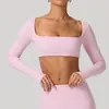 Ropa de Yoga Ajustada de Manga Larga para Otoño e Invierno para Mujer, Camisetas Cepilladas para Correr al Aire Libre y Fitness, Tops Deportivos para Tenis y Golf