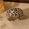 Moda Europea y Americana Estampado de Leopardo Pulsera Ancha Abierta en Forma de C de Acetato Comercio Exterior Transfronterizo Pulsera Exagerada con Patrón Geométrico