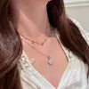 Colar com Pingente de Flor Azul Pequena de Diamante Brilhante Verão Dopamina Feminino Novo Estilo Verão 2025 Corrente para Clavícula Acessórios de Nicho de Luxo Leve