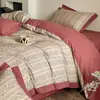 Grado A, estilo de lujo ligero, 100% algodón puro, engrosado, juego de ropa de cama de cuatro piezas cepillado para el dormitorio principal, adecuado para otoño e invierno, incluye funda de edredón, sábana plana y sábana bajera.