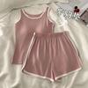 Pijama de Tirantes sin Mangas de Modal con Almohadilla en el Pecho para Mujer, Color Sólido, Traje Deportivo Casual de Chaleco y Shorts, Ropa de Casa al Por Mayor