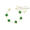 Pulsera Popular de Aleación con Trébol de Cuatro Hojas Transfronteriza para Mujer Estilo Ins Pulsera Sencilla de Flor de la Suerte Cadena de Moda Joyería