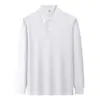 Camisa Polo de Manga Larga para Hombre con Solapa Pequeña de Lujo Ligero 2026 Nuevo Estilo de Otoño Camisa Polo Casual de Color Liso de Moda