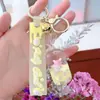 Miniatura Cartoon com Óleo e Areia Líquida Chaveiro Panda Chaveiro de Carro Requintado Pingente de Bolsa Pequeno Presente Venda por Atacado