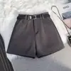 Shorts de traje grises de verano para mujer, pantalones anchos holgados de cintura alta nuevos 2026, pantalones casuales versátiles de línea A