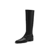Nuevas botas de cuero elegantes y sencillas con un tacón grueso de 3 cm, estilo británico, botas de jinete adelgazantes para mujer, botas de caña alta ajustadas versátiles