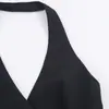 Comércio Exterior Atacado Novo Verão Nova Roupa Feminina Estilo Europeu e Americano Fashionável Versátil Gola Halter Smoking Sem Mangas Colete Top