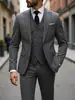 Terno Masculino Plus Size Transfronteiriço Formal de Negócios Slim Fit Estilo Coreano Casual Conjunto de Três Peças Roupa de Casamento para Noivo