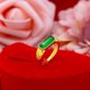 Anillo de dedo índice de calcedonia con palabra de la suerte en plata y oro estilo chino con corte retro abierto clásico de jade blanco de Hetian para hombres y mujeres
