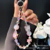 Cadena de Cuerda para Colgar Teléfono Móvil Cadena para Colgar Funda de Teléfono Móvil Mariposa de Aleación Calada Cadena para Teléfono Móvil con Ojo de Gato de Zircón Cadena de Cuentas de Cristal
