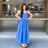 Vestido Casual Slimming y Brightening Azul Klein de Moda de Verano 2026 con Bolso