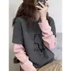 Camiseta de algodón puro cepillado estilo nuevo 2026, imitación de dos piezas, manga larga para mujer, top de capa base engrosado, moda de otoño