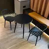 Juego pequeño de mesa y sillas redondas de acero al carbono simple para ocio en balcón, mesa de discusión, área de descanso, mesa de comedor para cafetería de té con leche al aire libre
