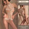 Yiyue lencería sexy de encaje tentación cheongsam mono de mujer con abertura hueca uniforme pijama al por mayor 8621