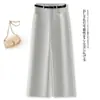 Traje de Alta Gama Off-White Pantalones de Pierna Estrecha y Ancha para Mujer 2026 Nuevo Verano de Tiro Alto Fluido Casual Rectos