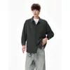 Camisa masculina de manga longa, estilo chenille oversized moderno, nova coleção 2026, corte solto, peso pesado, com detalhes de rebite, proporcionando um visual cool e estiloso