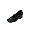 Zapatos de vestir individuales para mujer de 7 cm de altura creciente, metalizados, con diseño de camelia y patrón de diamante, nuevo estilo francés 2026, forrados de felpa, cálidos, con tacón grueso, tipo Mary Jane
