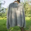 Cárdigan de punto para mujer 100% cachemir puro, de un solo pecho, tejido de ochos, cuello redondo, cepillado, corte holgado, adelgazante, abrigo grueso