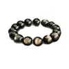 Pulsera de Obsidiana Plateada 7A Natural Ai Yu Pulsera de Ojo de Gato Obsidiana Negra Suministro en Vivo Fabricante Mayorista S5041608